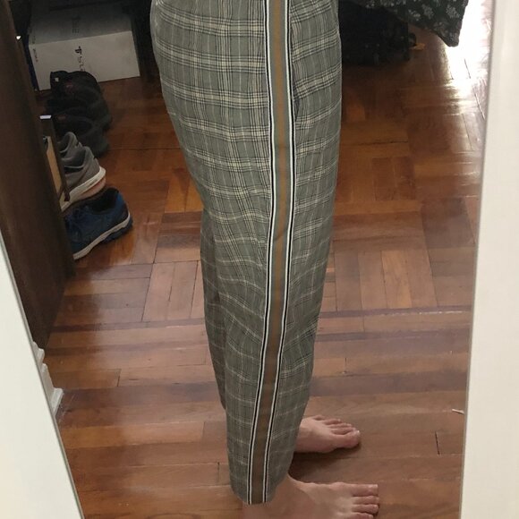 Zara Basic Plaid Work Pant w/ Stripe - Picture 4 of 4